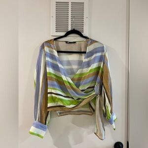 Zara Multicolor Striped Wrap Blouse